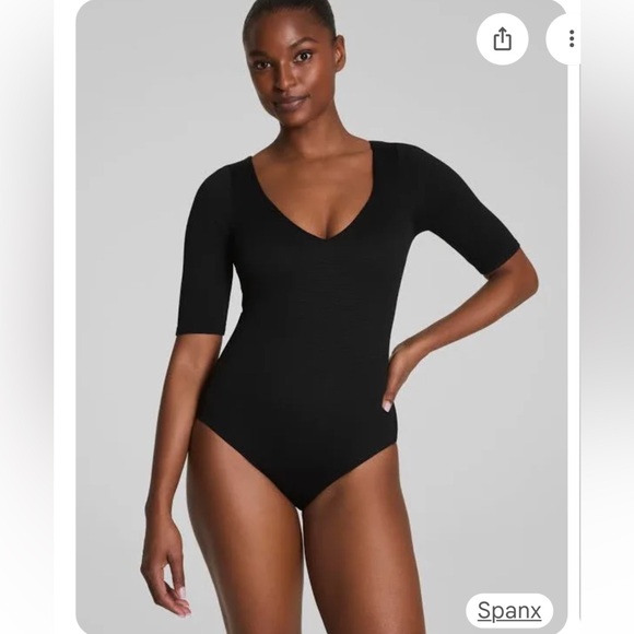 SPANX Black Piqué Shaping Swimsuit - Picture 1 of 2